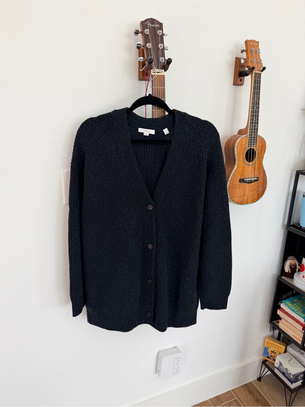 Vince Cocoon Cardigan in Dark Grey (wool / cashmere blend)